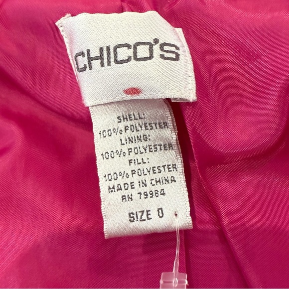 Chico's Sleeveless Puffer Full Zip Jacket Vest Women’s Small Fuchsia/Gold Accent - Picture 6 of 8